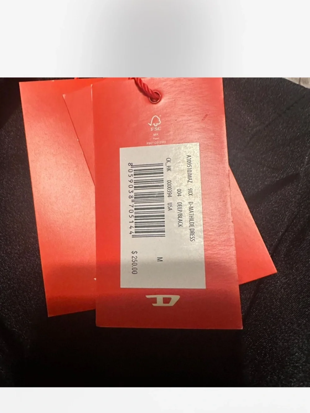 Diesel Black Long-Sleeve Maxi Dress with Keyhole and Textured Side Panel - Picture 4 of 4